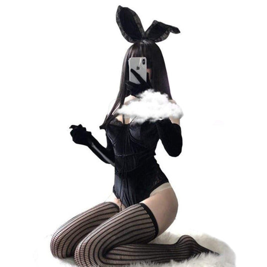Elegant Stygian Bunny Cosplay Lingerie