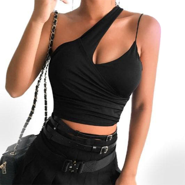 Gothic Asymmetric Crop Top