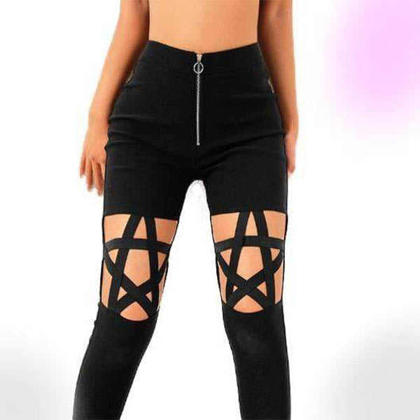 Gothic Pentagram Hollow Out High Waist Pants