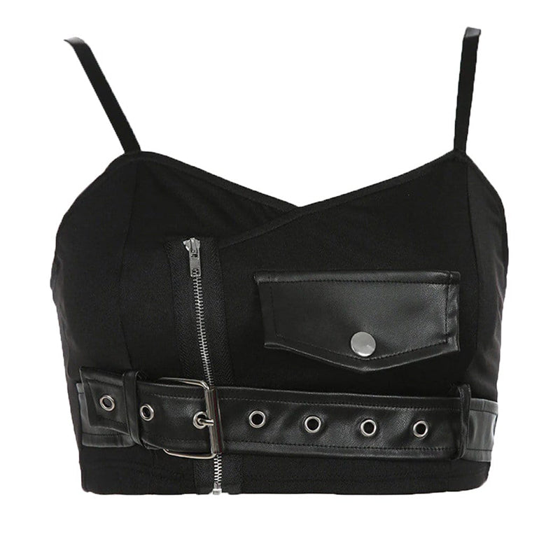 Gothic Plaid Rivet Crop Tank Top