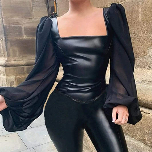 Deluxe Faux Leather Blouse