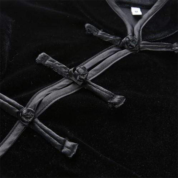 Gothic Buckle Lace Up Velvet Dress