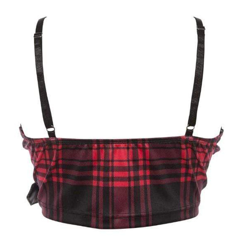 Gothic Plaid Rivet Crop Tank Top