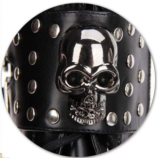 Cramps Gothic Rivet Skull Boots