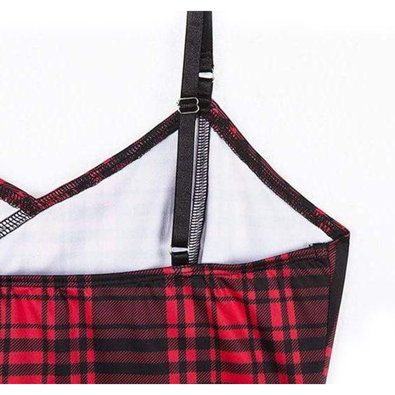 Gothic Plaid Rivet Crop Tank Top