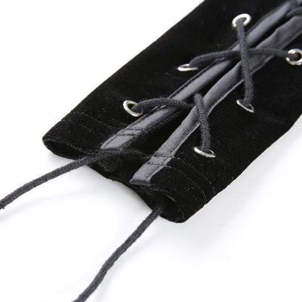 Gothic Buckle Lace Up Velvet Dress