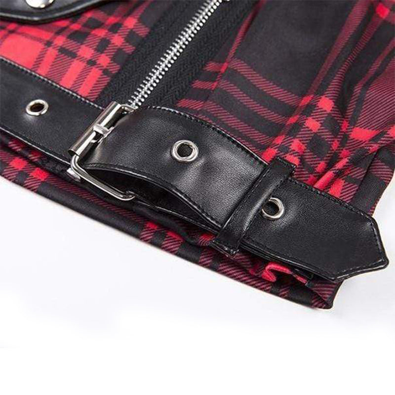 Gothic Plaid Rivet Crop Tank Top