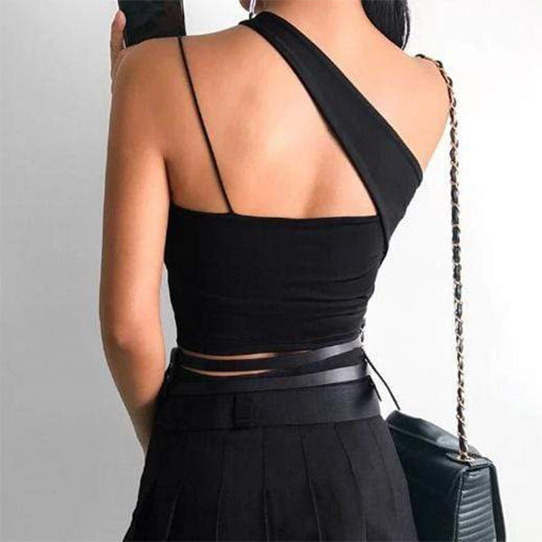 Gothic Asymmetric Crop Top