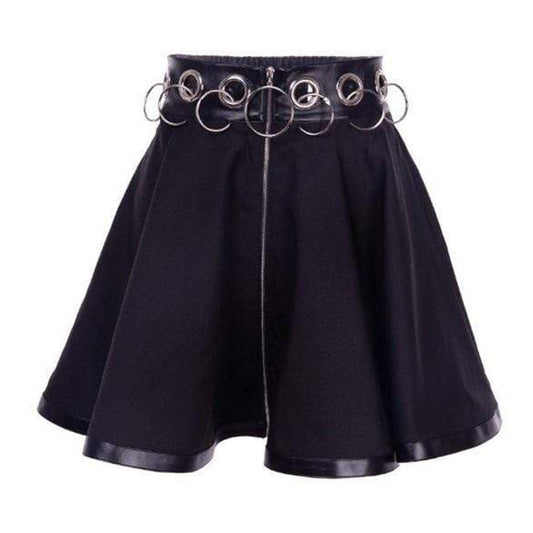 Gothic Black Iron Ring Mini Skirt