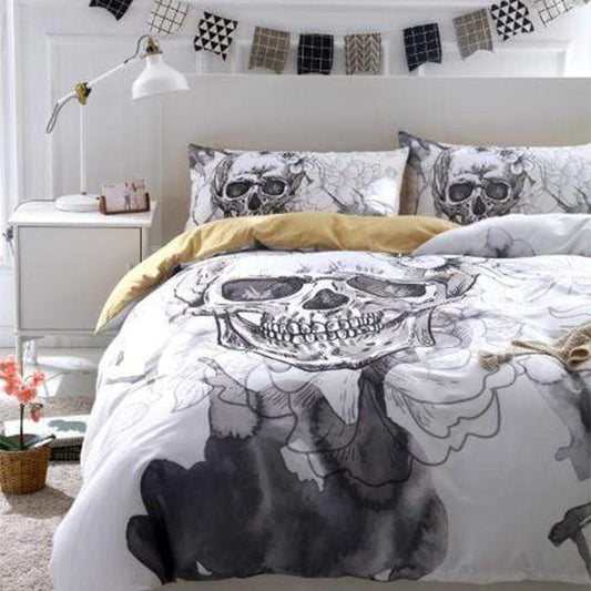 Flowers skull Duvet Bed Cover