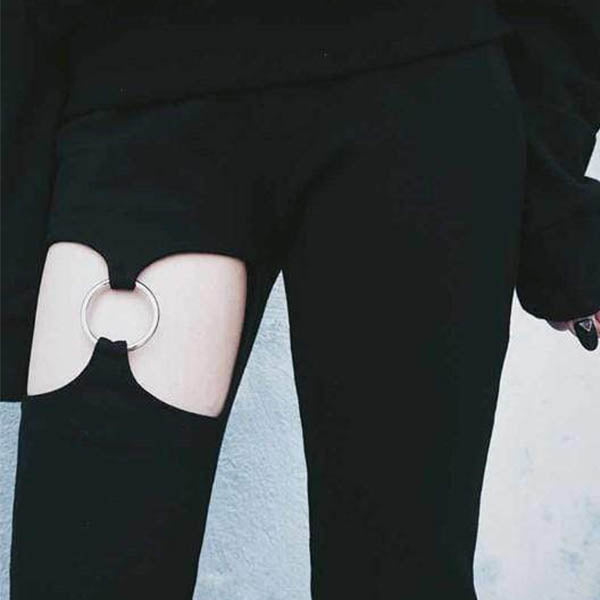 Gothic Hollow Out High Waist Pants