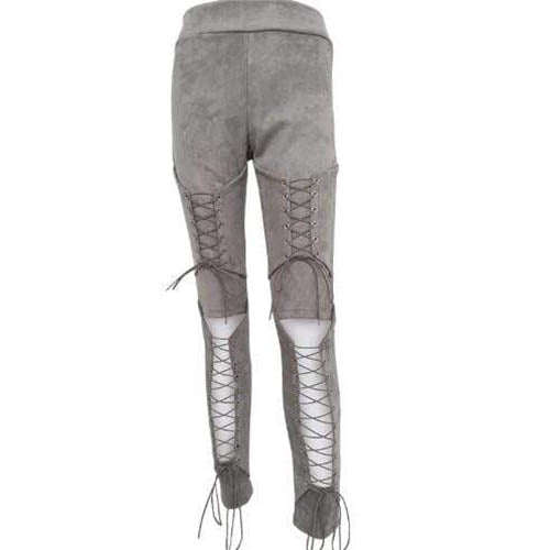 Gothic Lace Up Suede High Waist Pants
