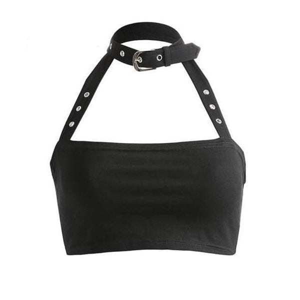 Gothic Choker Halter Crop Top