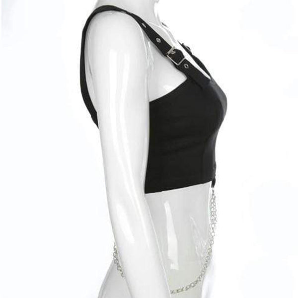 Gothic Punk Eyelet Metal Chain Top