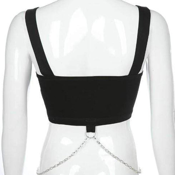 Gothic Punk Eyelet Metal Chain Top
