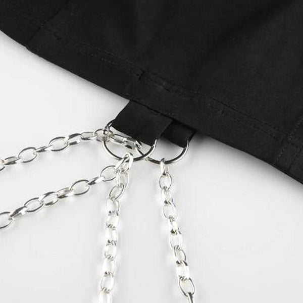 Gothic Punk Eyelet Metal Chain Top