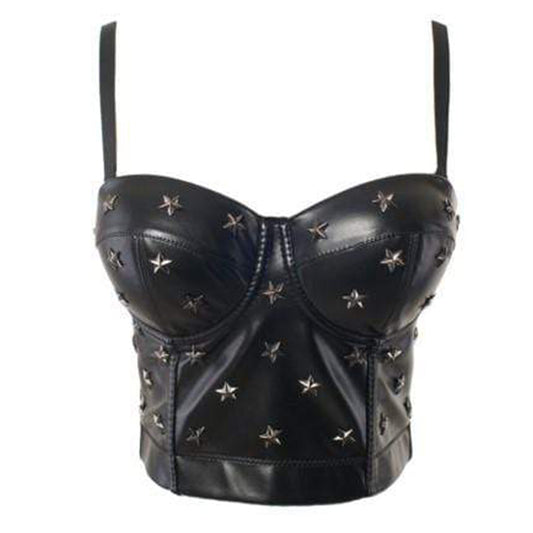 Leather Rivet Bustier Crop Top