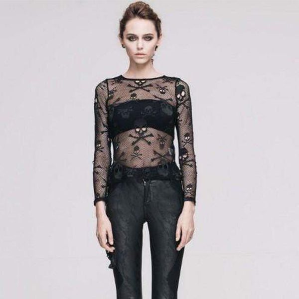 Skull Head Mesh Gothic Top