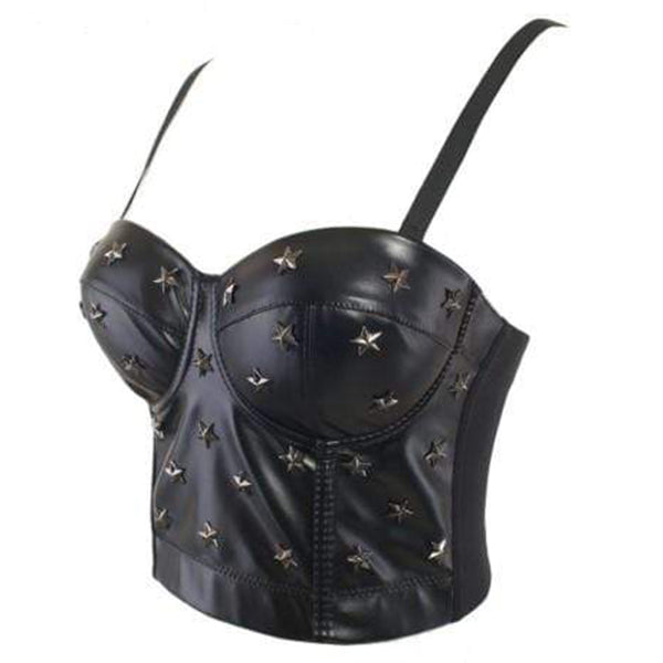 Leather Rivet Bustier Crop Top