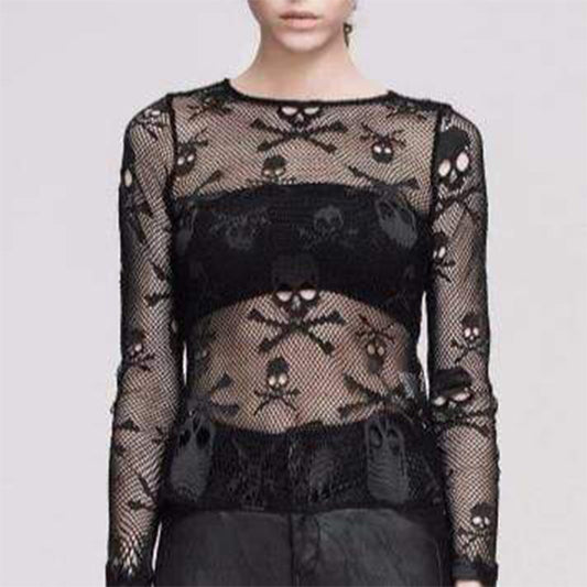 Skull Head Mesh Gothic Top
