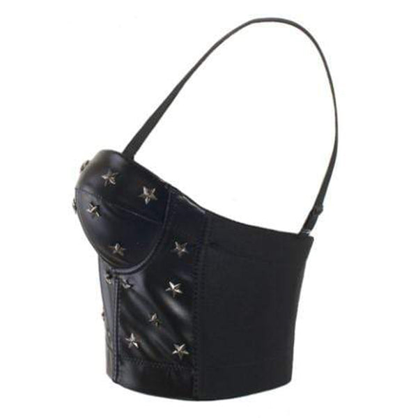 Leather Rivet Bustier Crop Top