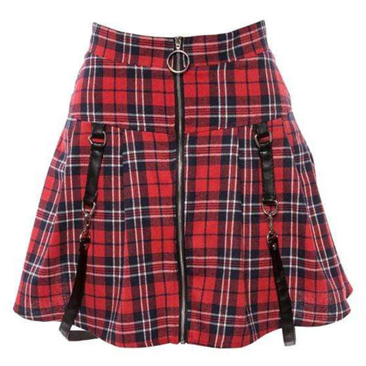 Gothic High Waist Belt Buckle Skirt