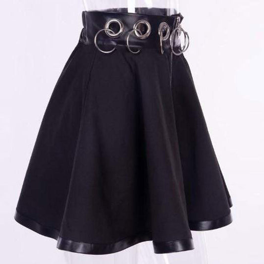 Gothic Black Iron Ring Mini Skirt