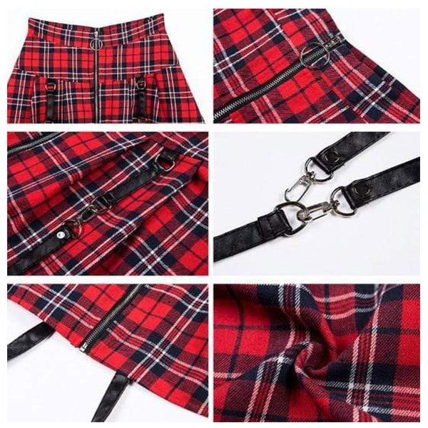 Gothic High Waist Belt Buckle Skirt