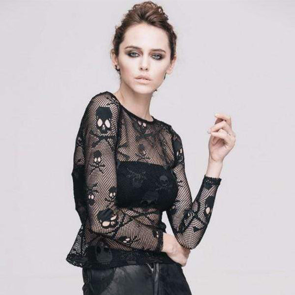 Skull Head Mesh Gothic Top