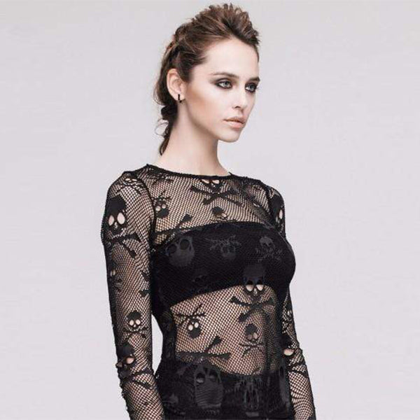 Skull Head Mesh Gothic Top