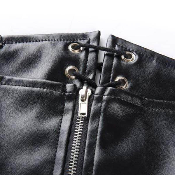 Gothic Leather Bondage High Waist