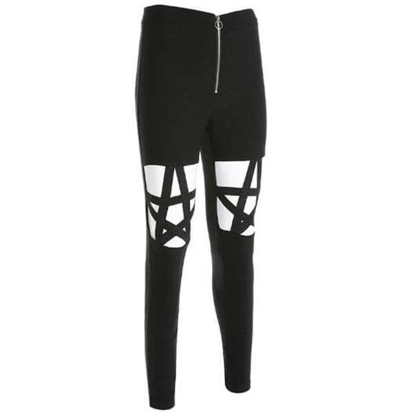 Gothic Pentagram Hollow Out High Waist Pants