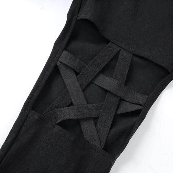 Gothic Pentagram Hollow Out High Waist Pants