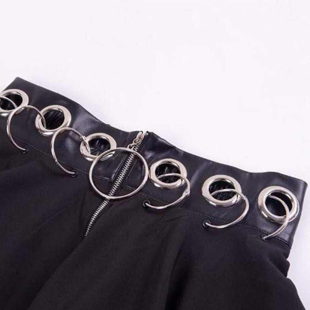 Gothic Black Iron Ring Mini Skirt
