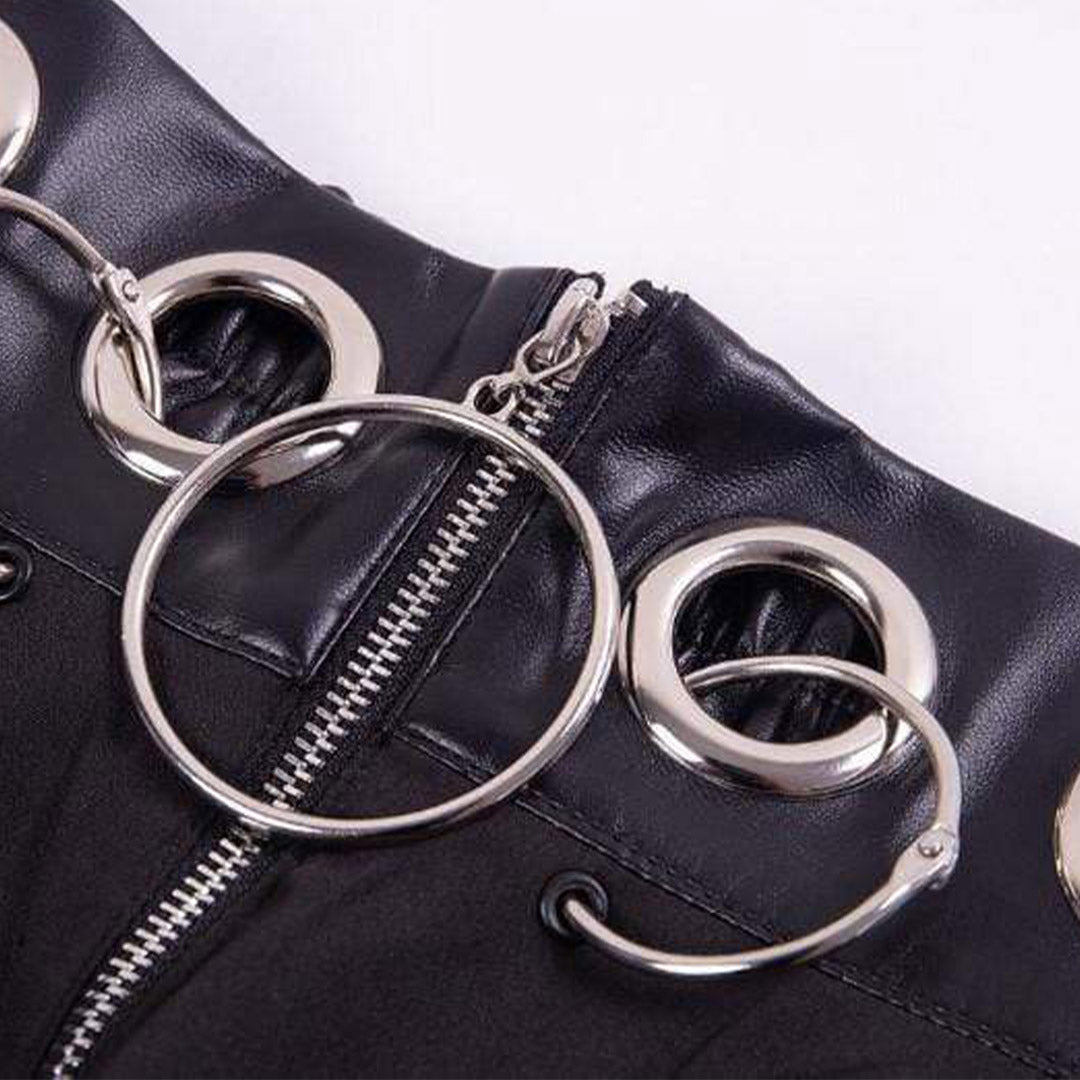 Gothic Black Iron Ring Mini Skirt