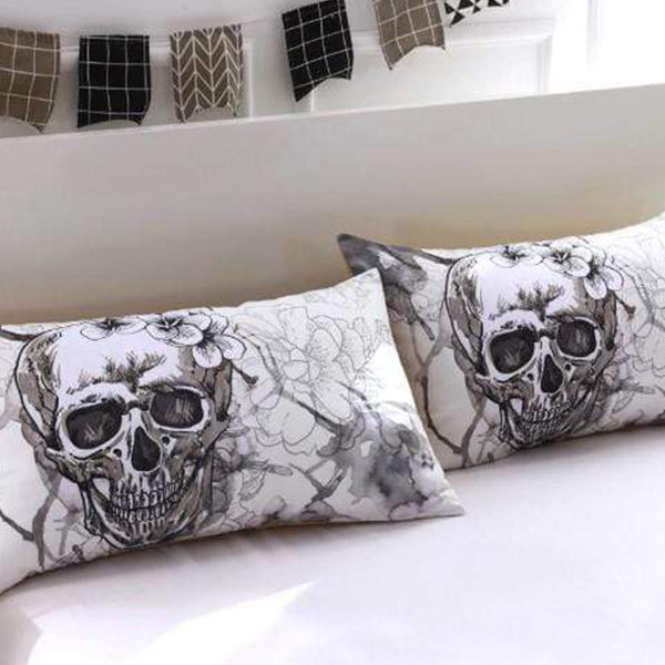 Flowers skull Duvet Bed Cover