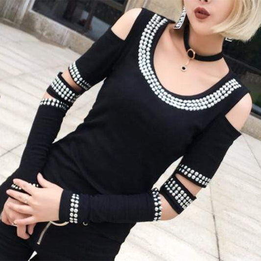 Gothic Diamonds Off Shoulder T-Shirt