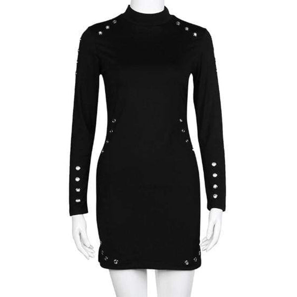 Gothic High-Necked Long Sleeve Dress