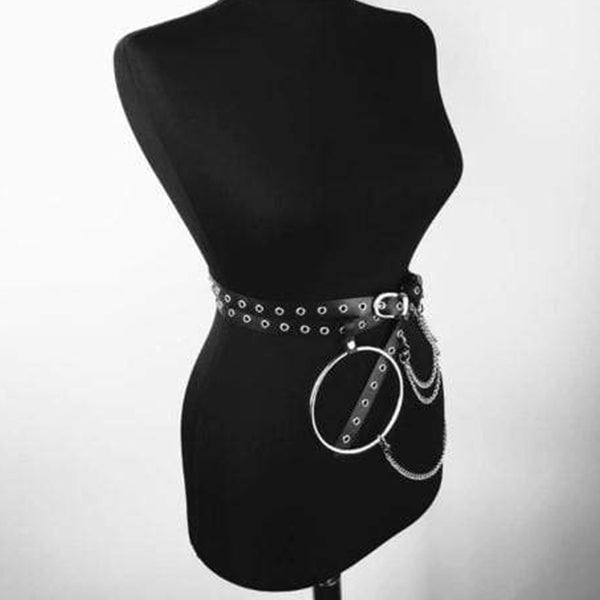 Gothic Leather Harness Waist Belts O Ring Metal