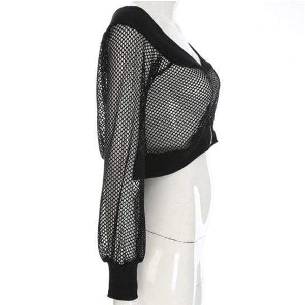 Gothic Mesh Off Shoulder Crop Top