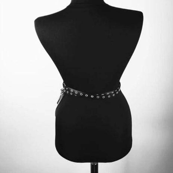 Gothic Leather Harness Waist Belts O Ring Metal