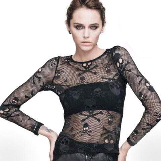 Skull Head Mesh Gothic Top