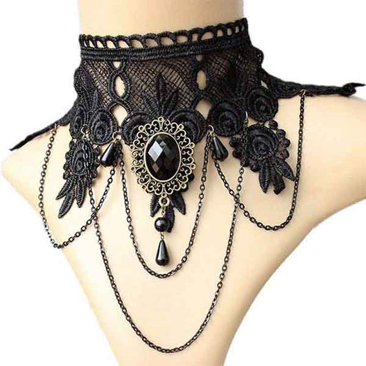Black Lace Short Collar Choker