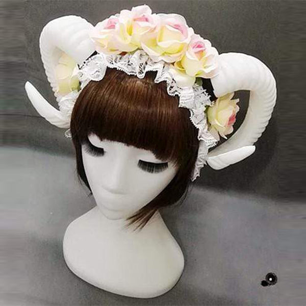 Gothic Horn Headdress and optional veil (white)