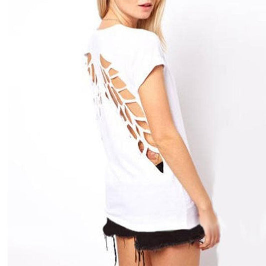 Bold Angel Wing Cut Out Shirt