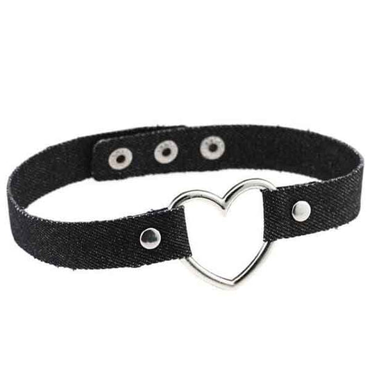 Denim Heart Choker