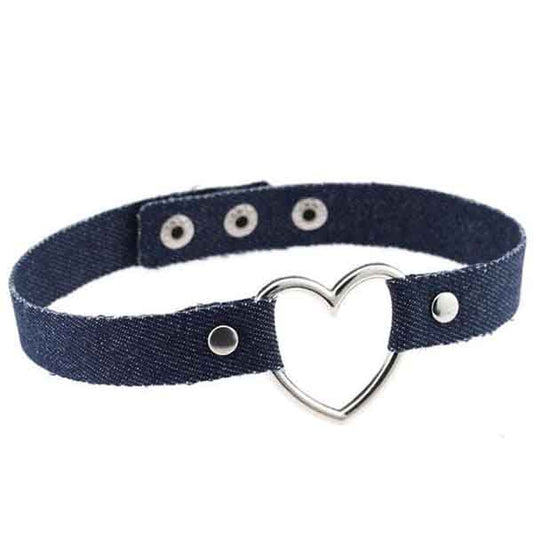 Denim Heart Choker