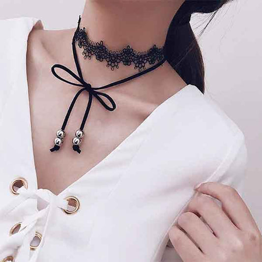 Gothic Lace and Tie Choker