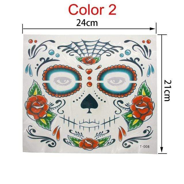 Day of the Dead Temporary Skull Face Tatts