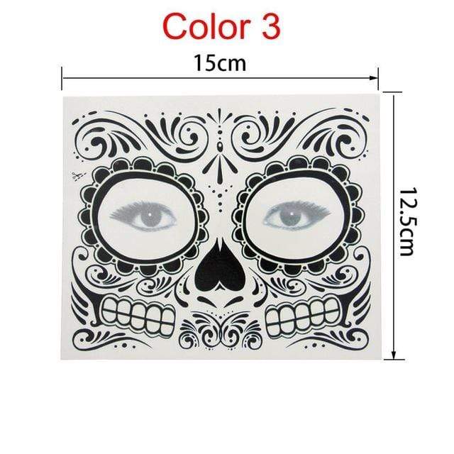 Day of the Dead Temporary Skull Face Tatts